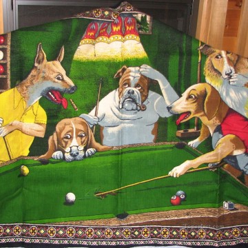 プールで遊ぶ犬 2 つのふざけたユーモア ペット Oil Paintings